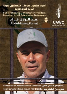 ファラージ氏と拘禁者の釈放を要求するポスター